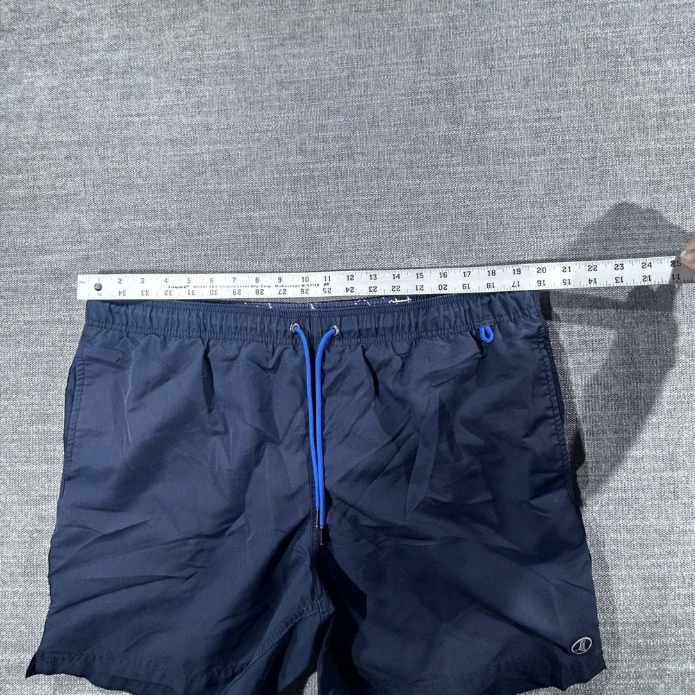Lands' End Swim Trunks Mens Large 36-38 Navy Blue Excellent Nautical Anchor 1426